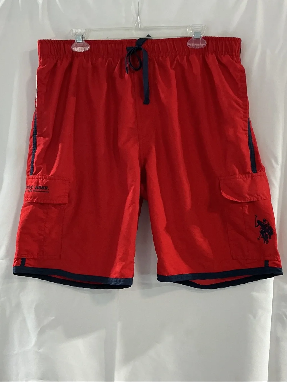 U.S. Polo Assn. Red Swim Trunks with Navy Accents